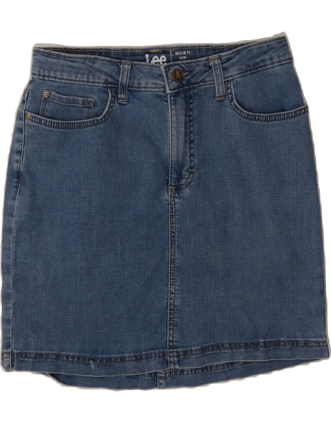 LEE Womens Skort Regular Fit Midrise Denim Skirt US 8 Medium W30 Blue Vintage Lee and Second-Hand Lee from Messina Hembry 