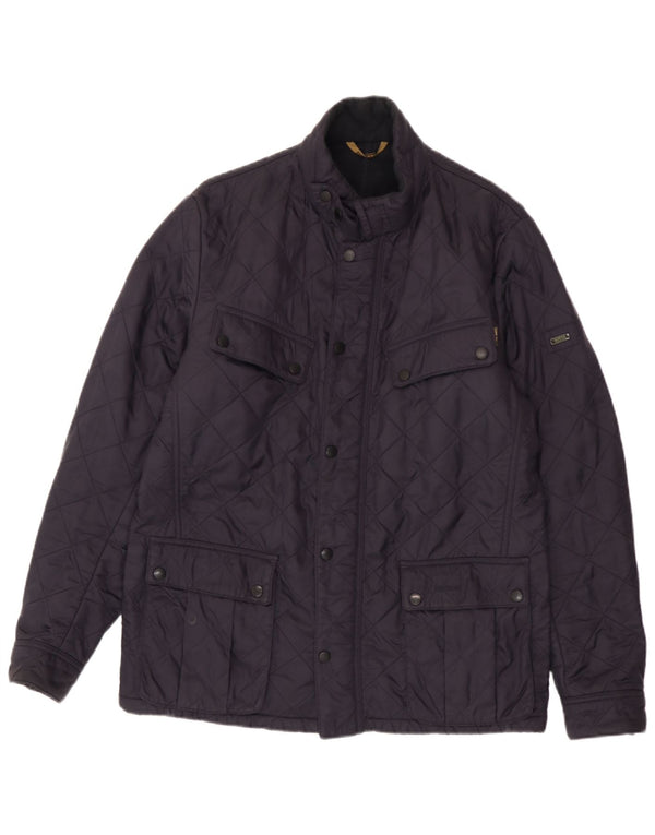 Barbour Mens Quilted Jacket UK 40 Large Navy Blue Polyamide