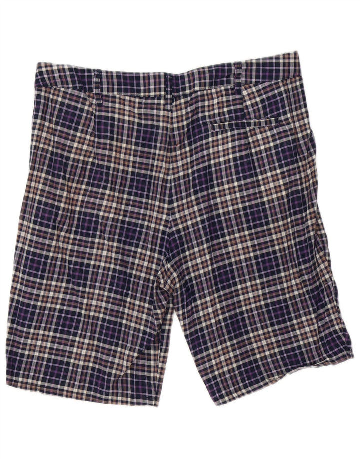 Zara muške chino kratke hlače Large W30 tamnoplavi karirani pamuk