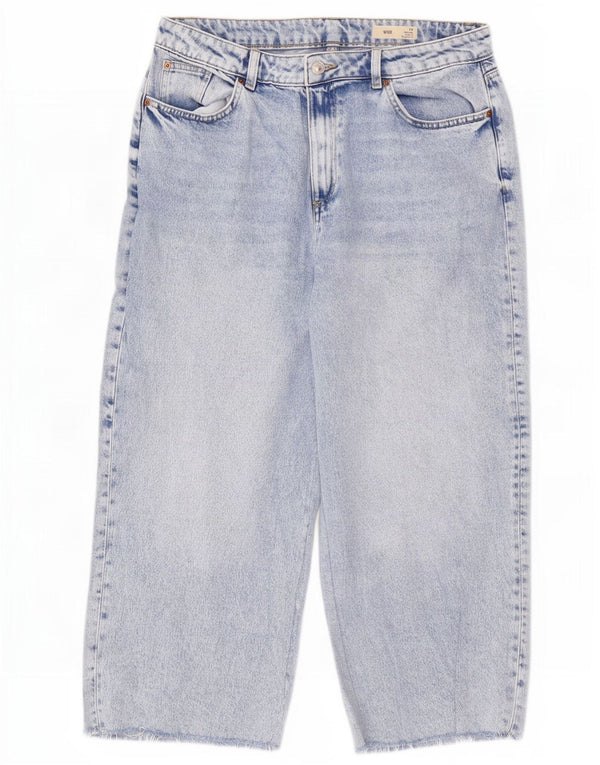 Marks & Spencer ženske Capri traperice širokih nogavica UK 14 Large W34 L23 Plavi pamuk