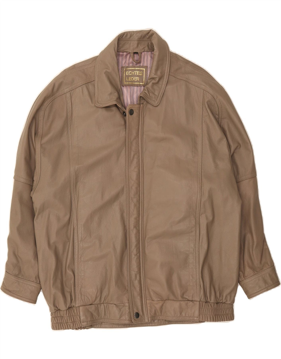 VINTAGE Mens Leather Jacket UK 40 Large Beige Leather Vintage Vintage and Second-Hand Vintage from Messina Hembry 