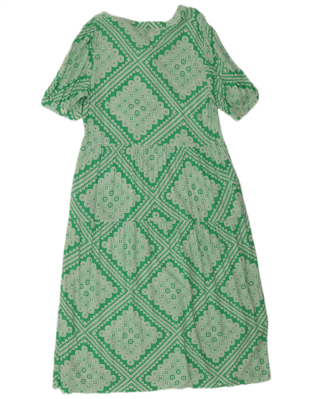 Marks & Spencer ženska haljina A-kroja UK 12 Srednje zelena geometrijska