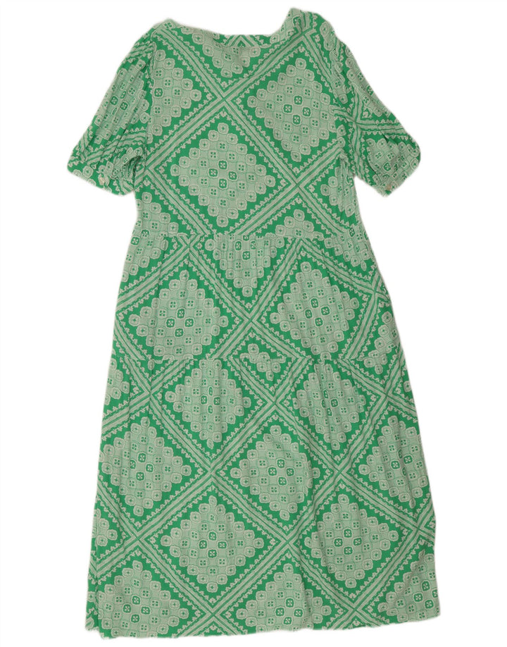 Marks & Spencer ženska haljina A-kroja UK 12 Srednje zelena geometrijska