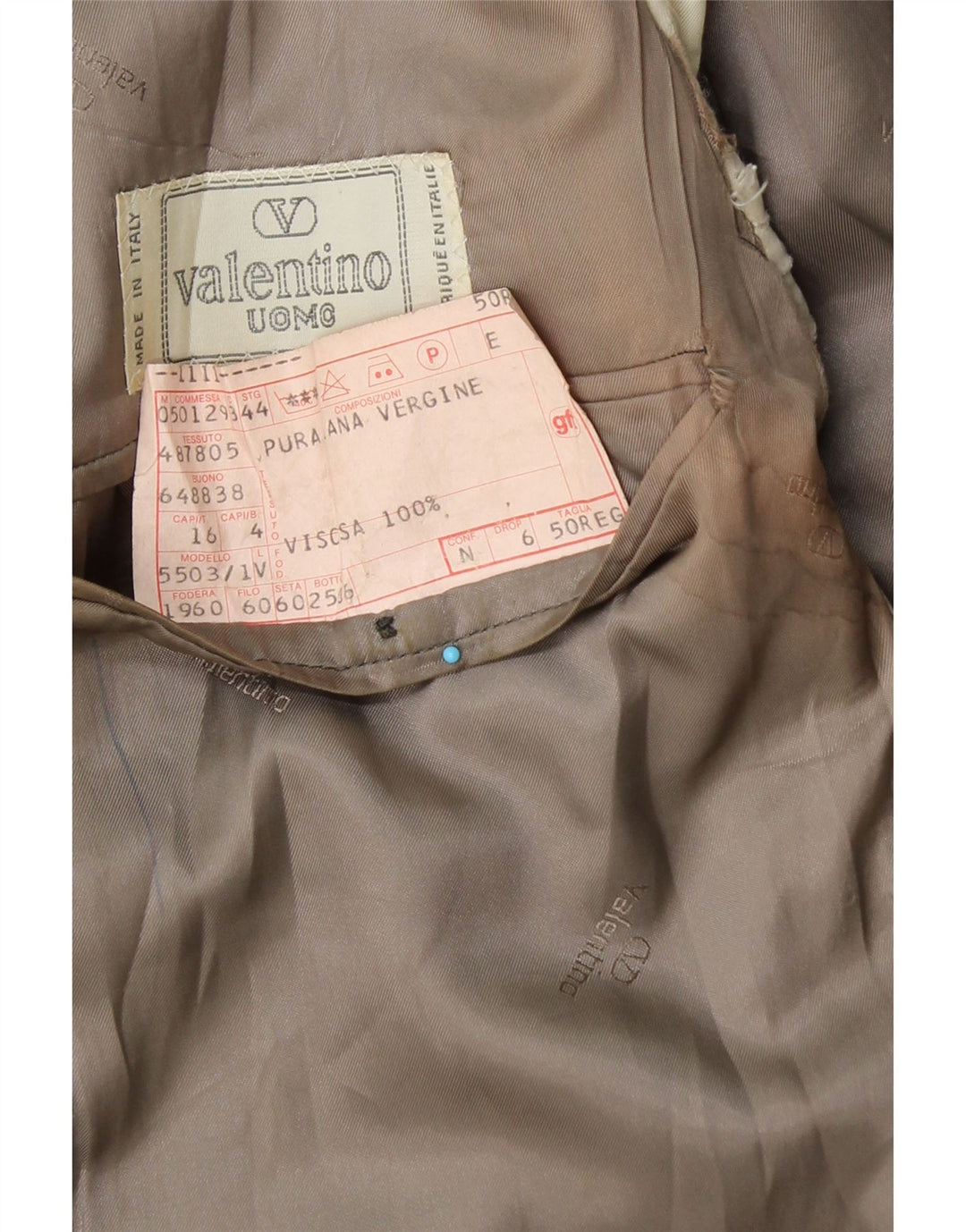 VALENTINO Muška jakna sa 2 gumba IT 50 veliki plavi karirani djevičanska vuna