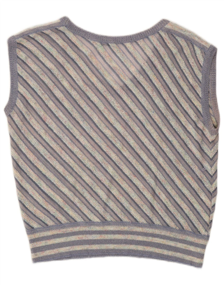 Vintage ženski prsluk bez rukava UK 12 srednje ljubičaste pruge