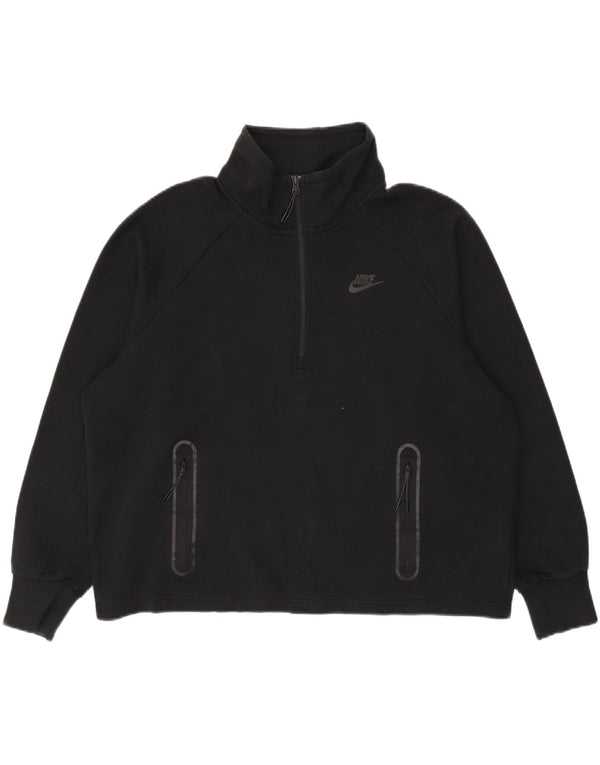 Nike ženska majica s prekomjernim izrezom s patentnim zatvaračem UK 18 XL crni pamuk