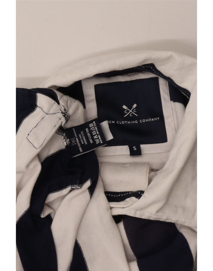 CREW ODJEĆA Muška ragbi polo majica dugih rukava, mala pamučna bijela prugasta