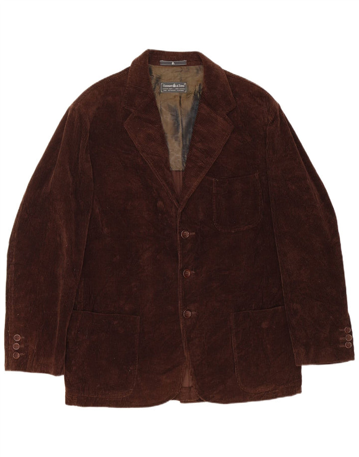 HERMAN & SONS Muška jakna od samta s 3 gumba IT 48 srednje smeđa