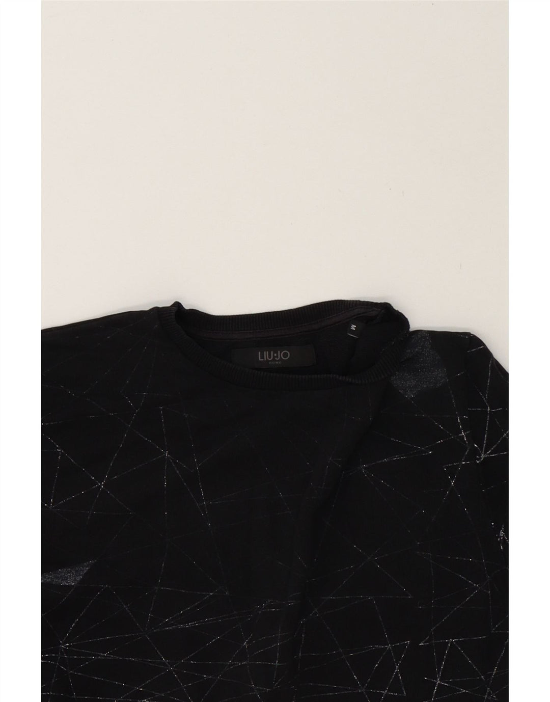 LIU JO Mens Sweatshirt Jumper Medium Black Geometric Cotton Vintage Liu Jo and Second-Hand Liu Jo from Messina Hembry 