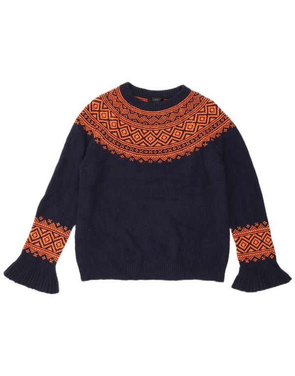 J. CREW Ženski pulover s okruglim izrezom UK 6 XS tamnoplavi Fair Isle