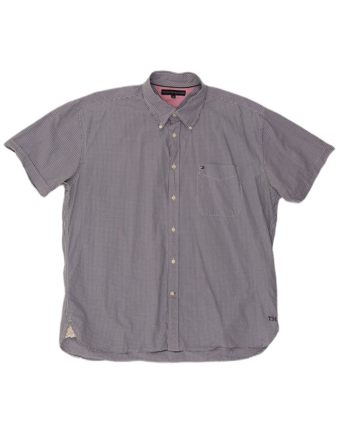 TOMMY HILFIGER Muška košulja kratkih rukava 2XL plavi pamuk od ginghama