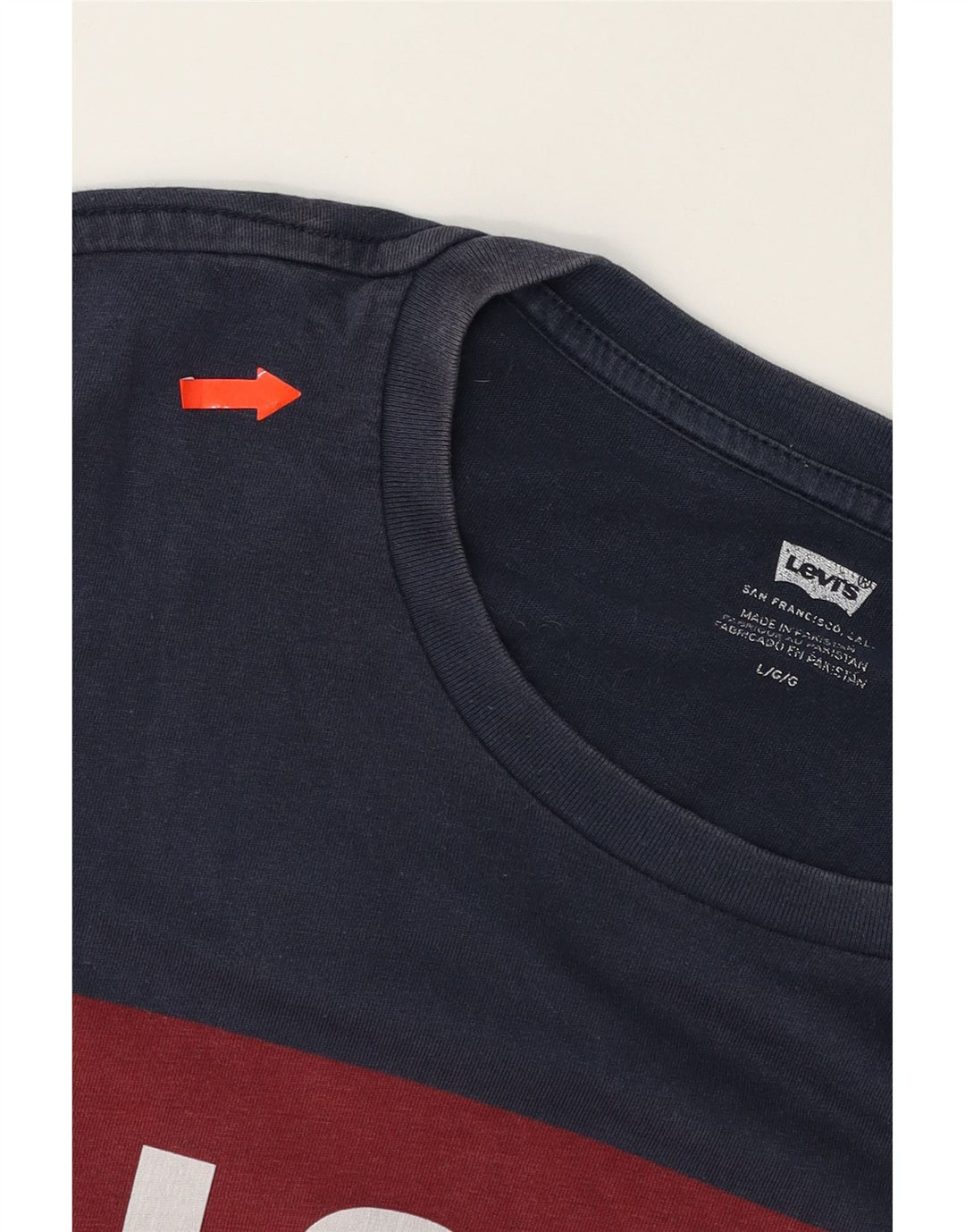 LEVI'S Mens Graphic T-Shirt Top Large Navy Blue Cotton Vintage Levi's and Second-Hand Levi's from Messina Hembry 
