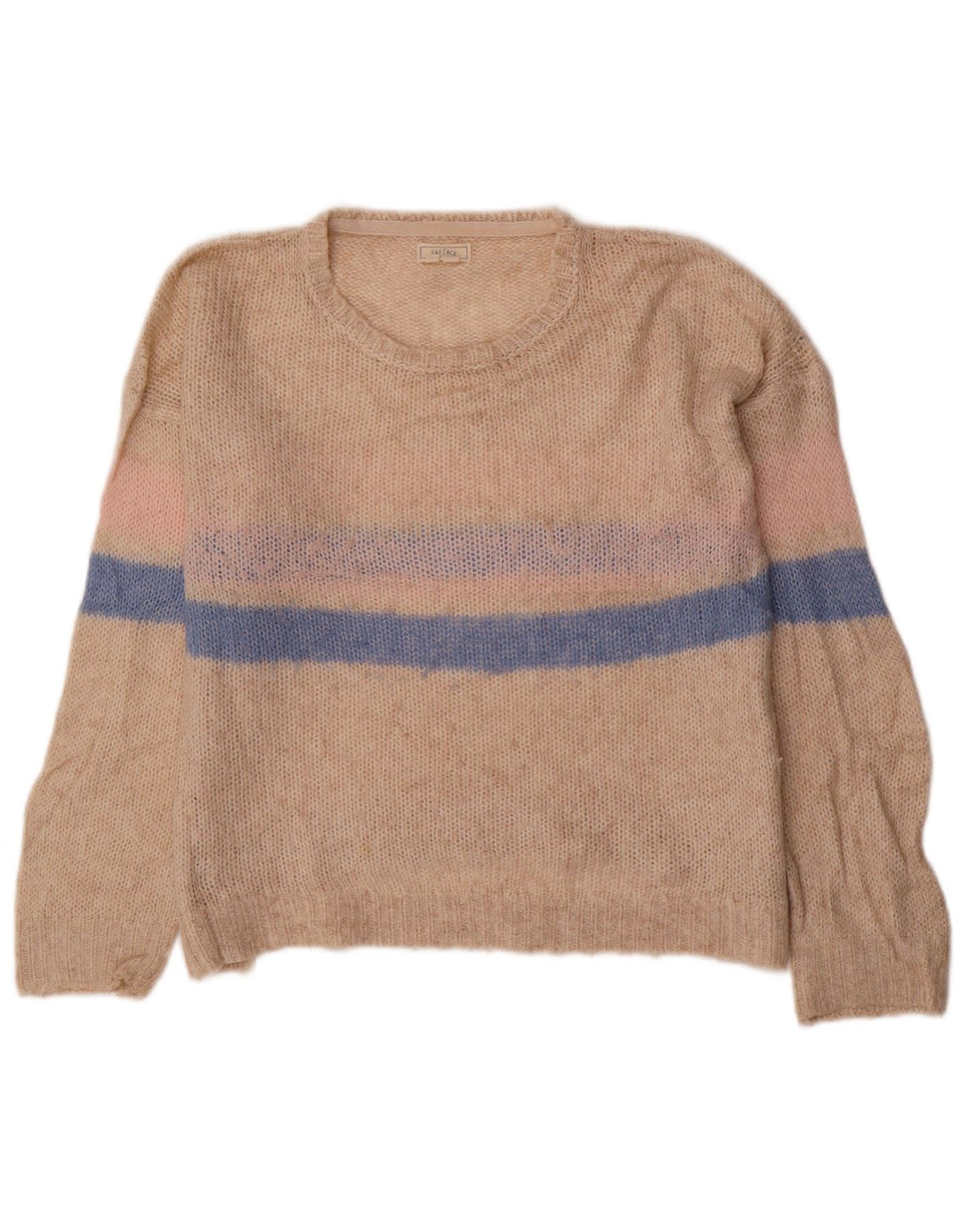 FAT FACE Ženski džemper s morskim izrezom UK 12 Srednje bež na pruge