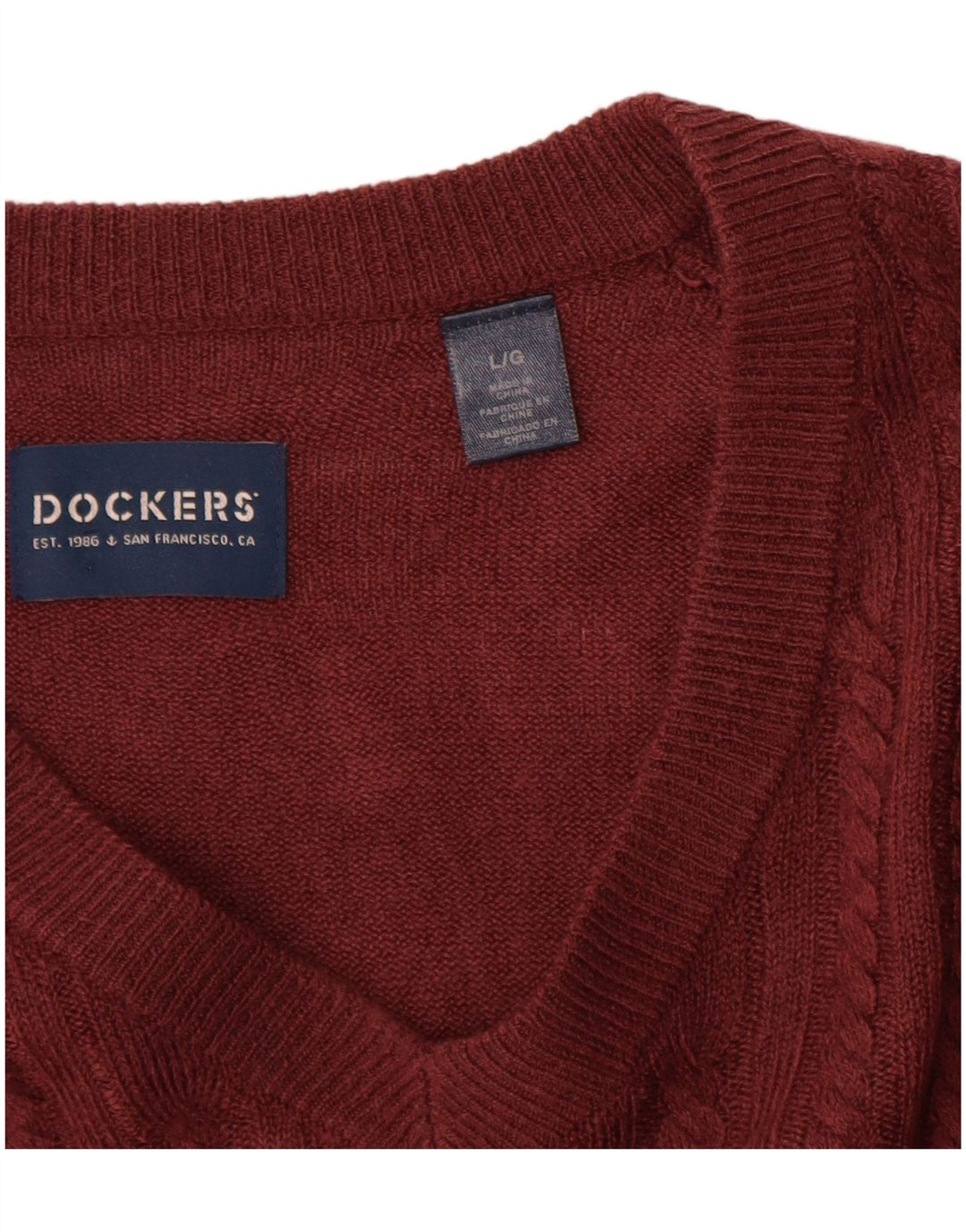 Dockers muški džemper s V-izrezom, veliki kestenjasti akril