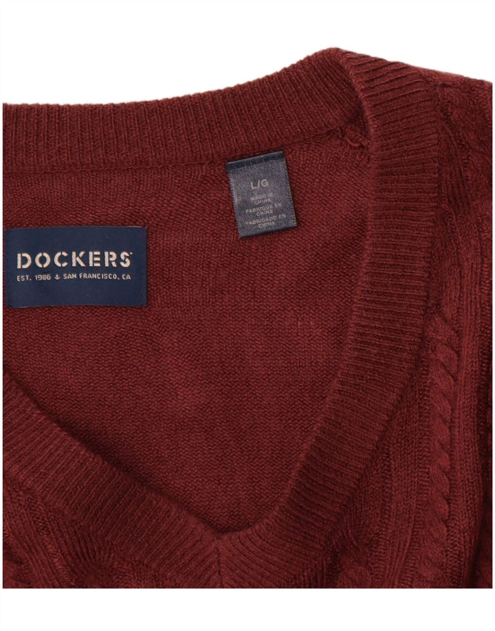 Dockers muški džemper s V-izrezom, veliki kestenjasti akril