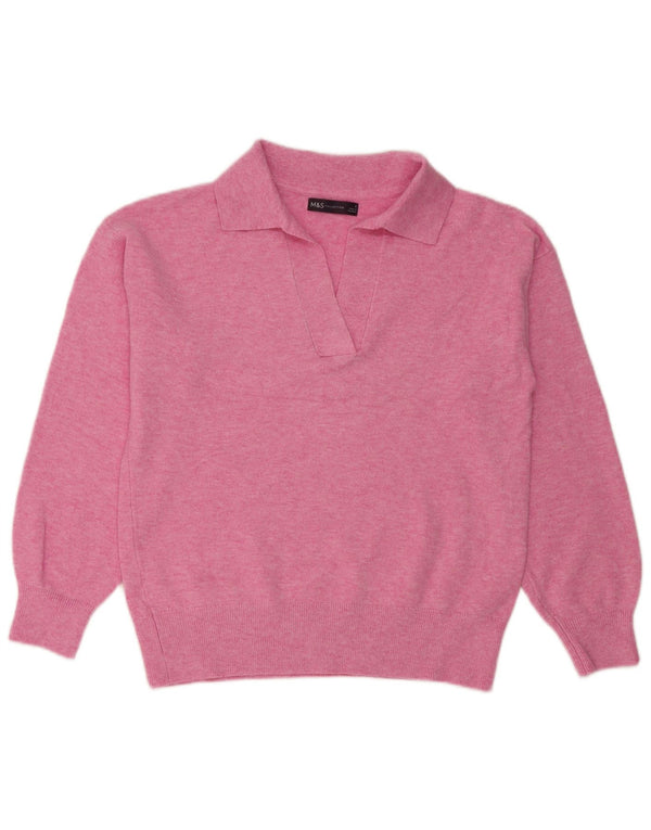 Marks & Spencer ženski pulover s velikim polo izrezom UK 10 Small Pink