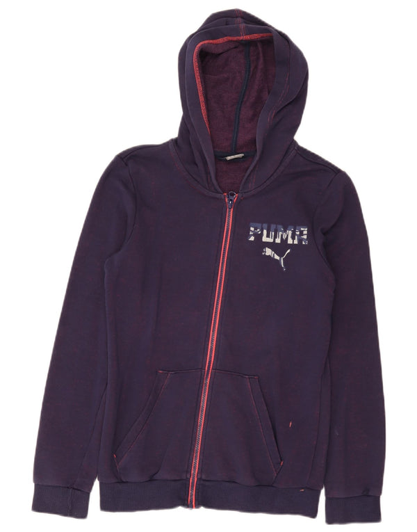 Puma Girls Graphic Zip pulover s kapuljačom 13-14 godina Ljubičasti pamuk