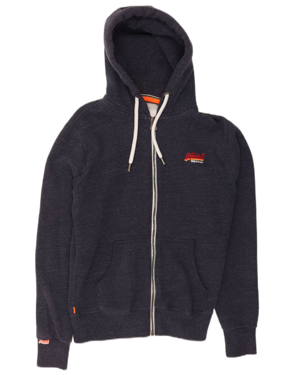 Superdry muški pulover s kapuljačom s patentnim zatvaračem XS tamnoplavi flekasti pamuk