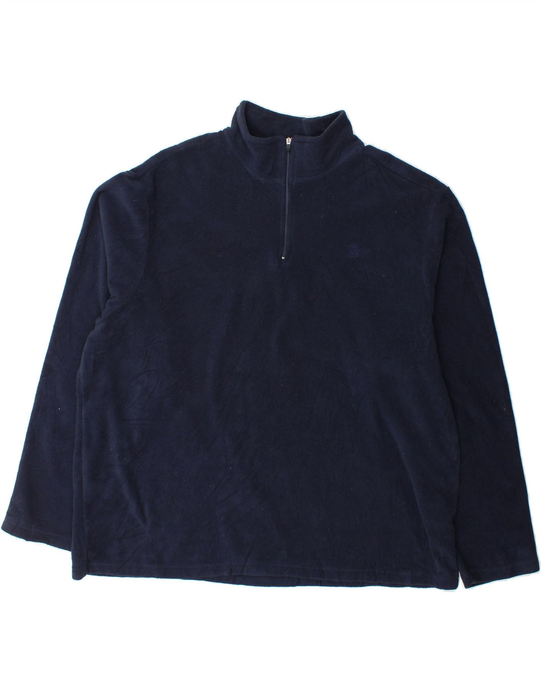 STARTER Mens Zip Neck Fleece Jumper XL Navy Blue Polyester Vintage Starter and Second-Hand Starter from Messina Hembry 