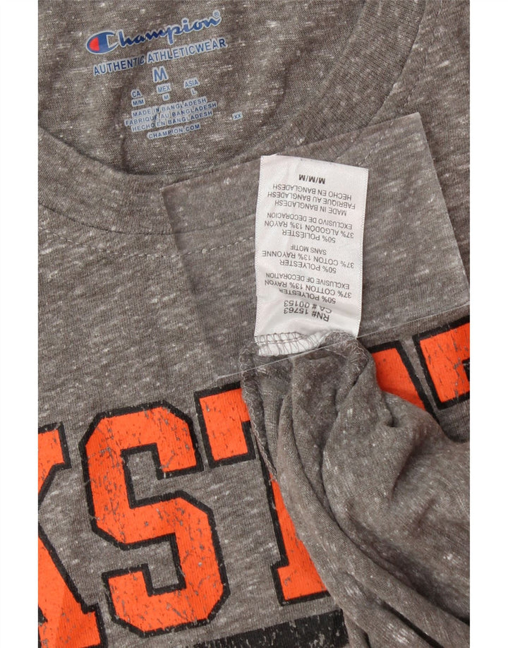 CHAMPION Mens Okstate Graphic T-Shirt Top Medium Grey Flecked Cotton Vintage Champion and Second-Hand Champion from Messina Hembry 