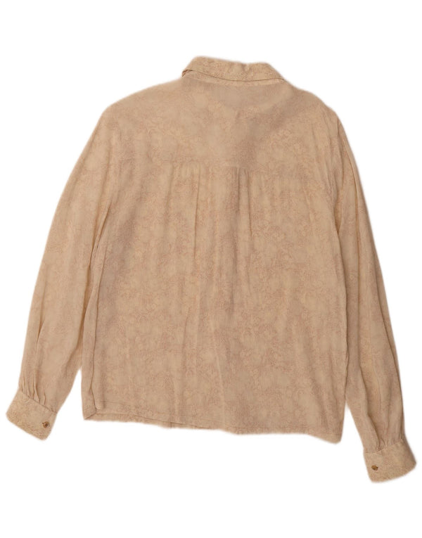 Vintage ženska košulja bluza UK 16 velika bež cvjetna