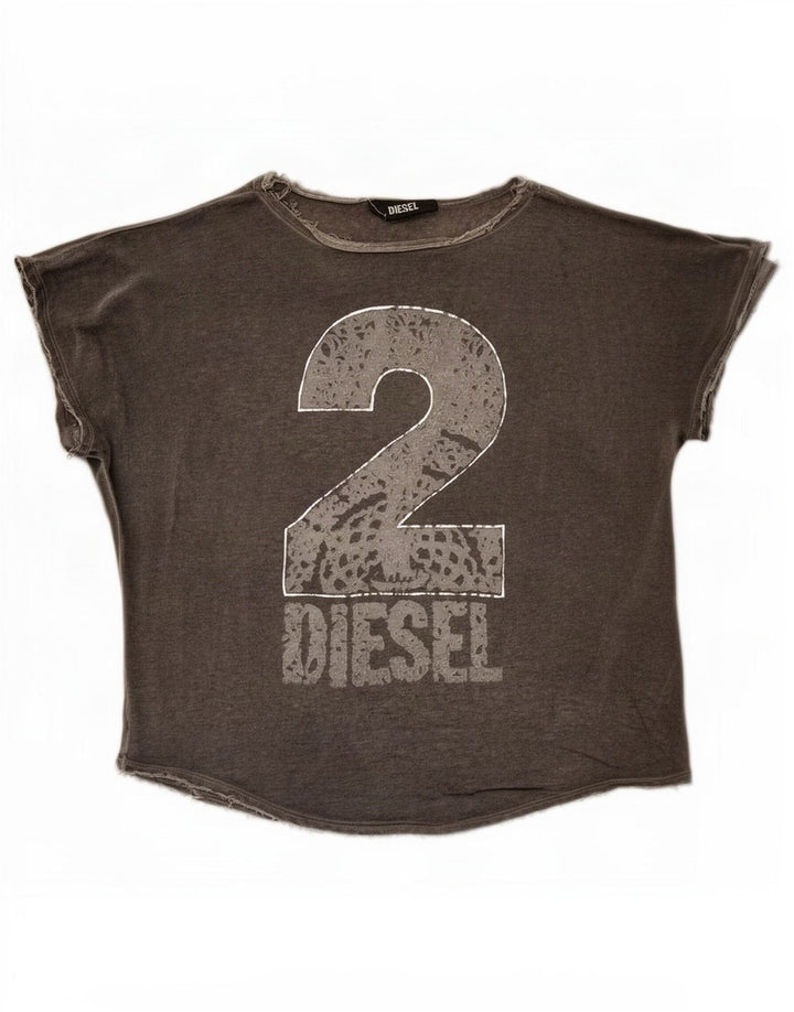Diesel Ženska prevelika majica kratkih rukava s grafičkim motivima UK 10 Small Grey Rayon