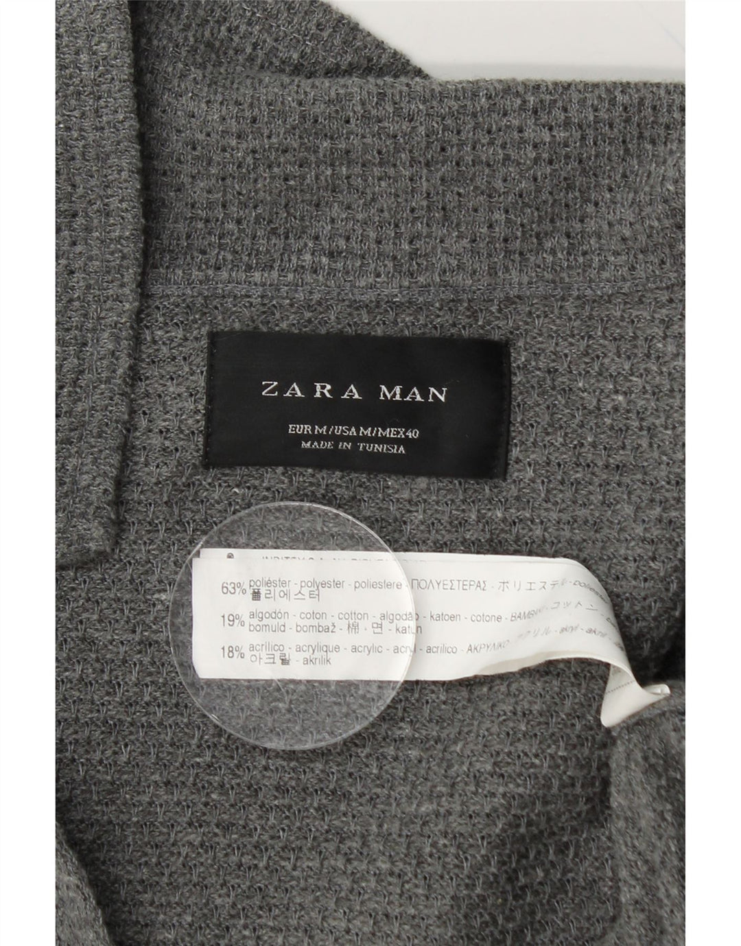 ZARA Mens Cardigan Sweater Medium Grey Polyester