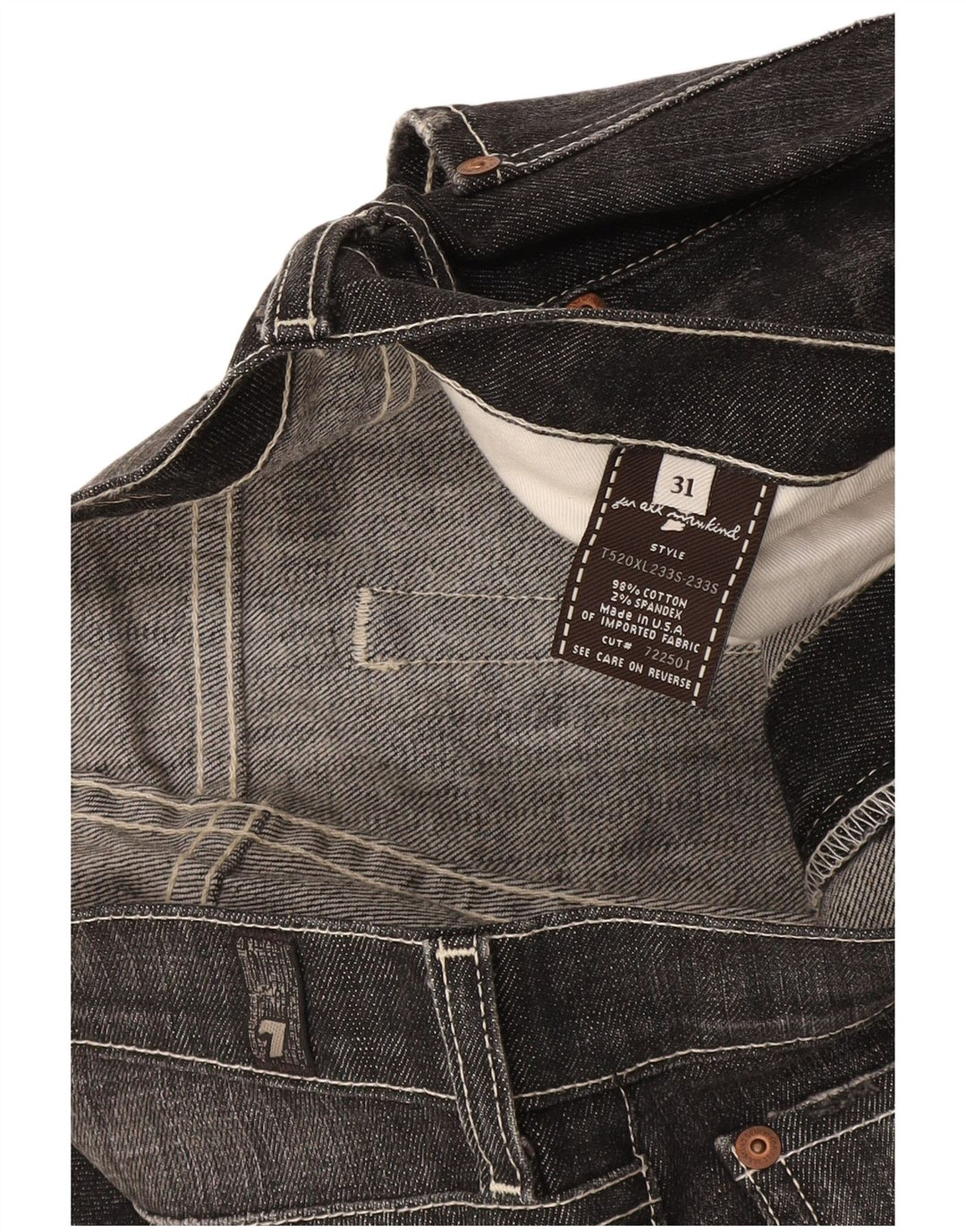 7 For All Mankind Ženske Bootcut traperice W31 L36 Sivi pamuk