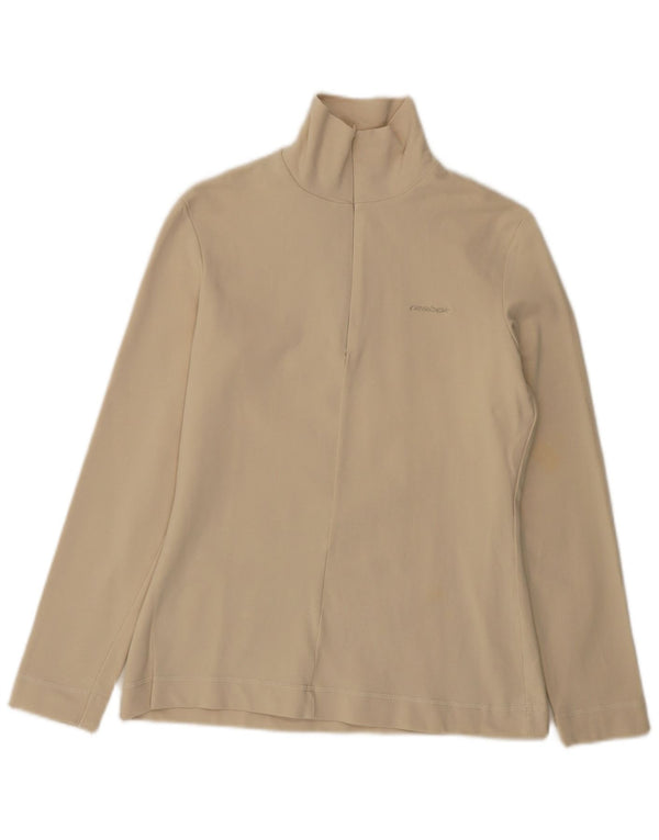 Reebok ženska majica s dugim rukavima i izrezom na patentni zatvarač UK 14 Large Beige Cotton