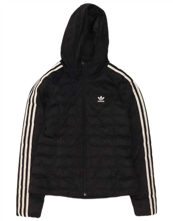 Adidas ženska jakna s kapuljačom i podstavljenom grafikom UK 8, mali crni poliester