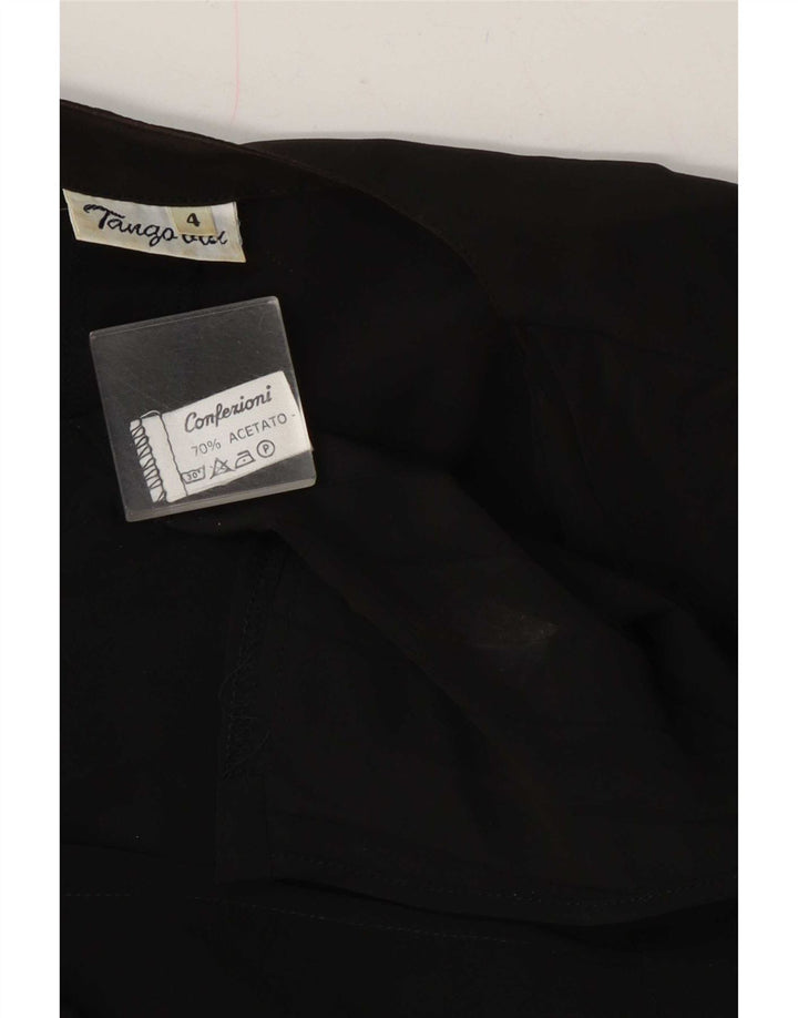 Vintage ženska prevelika bluza s omotom US 4 Mala crna acetat