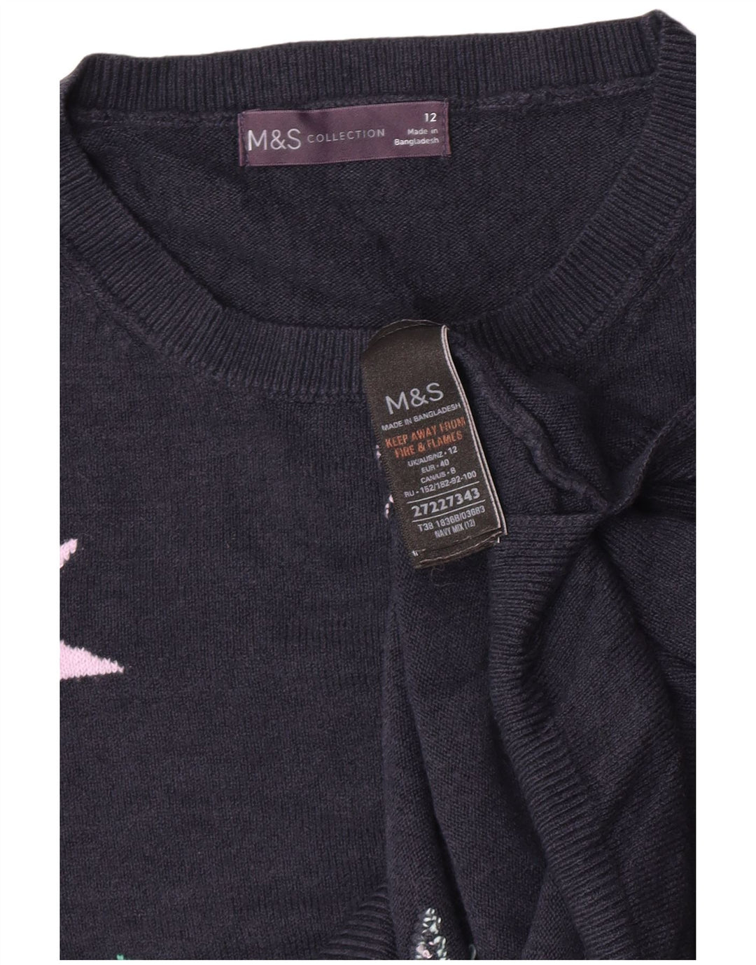 Marks & Spencer ženski džemper s okruglim izrezom UK 12 srednje tamnoplava