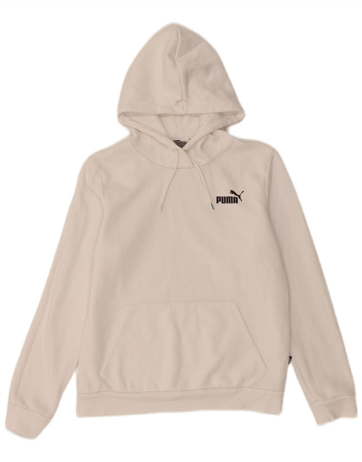 PUMA Womens Hoodie Jumper UK 14 Medium White Cotton