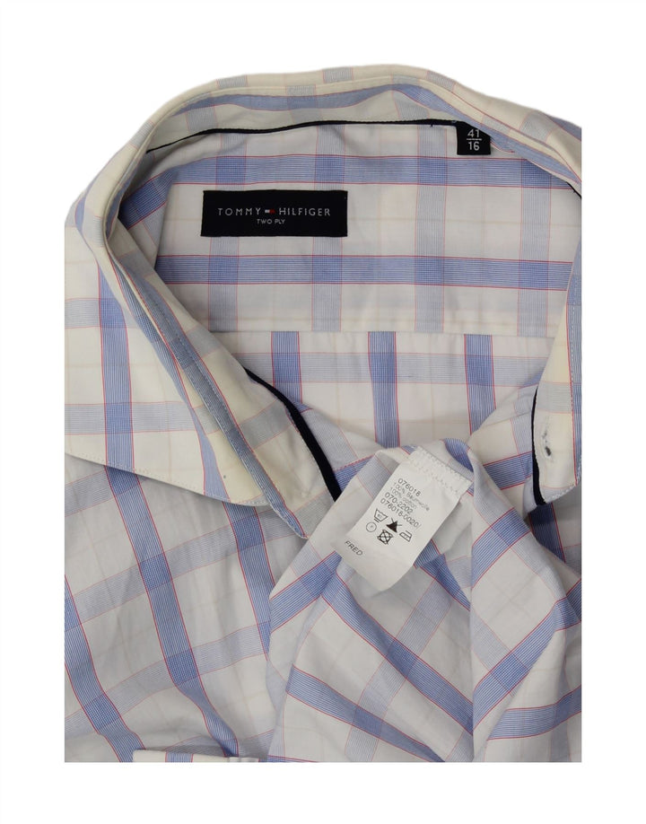 TOMMY HILFIGER Mens Shirt Size 41 16 Large Blue Check Cotton