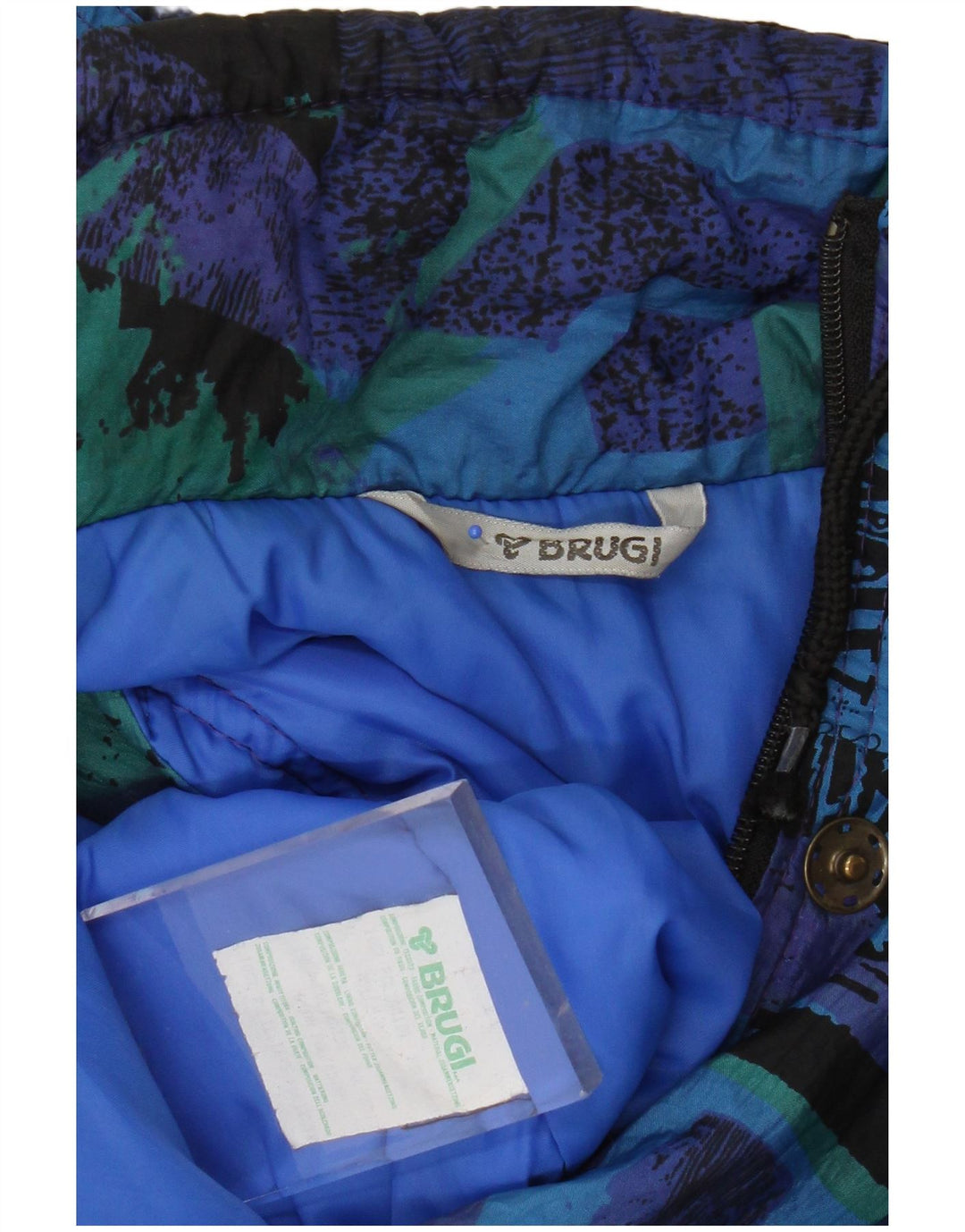 BRUGI Ženska grafička jakna UK 14 Srednje plavi geometrijski poliamid
