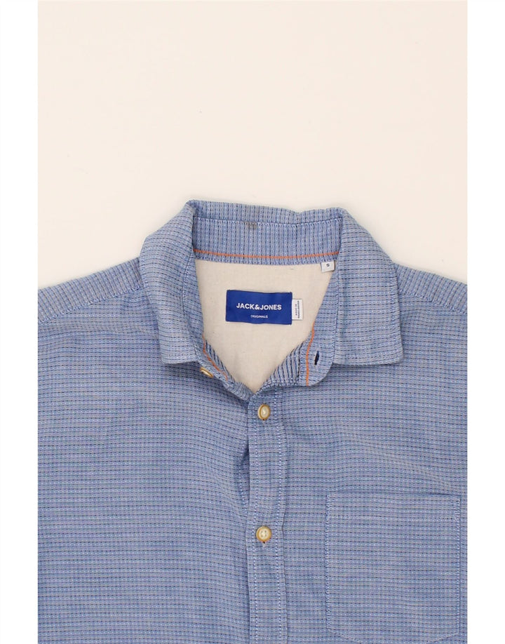 JACK & JONES Mens Short Sleeve Shirt Small Blue Spotted Cotton Vintage Jack & Jones and Second-Hand Jack & Jones from Messina Hembry 