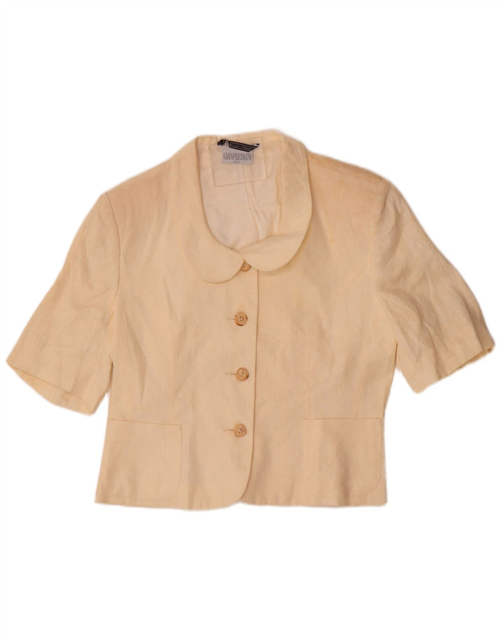 Gianfrediani ženski sako kratkih rukava s 4 gumba UK 16 Large Beige