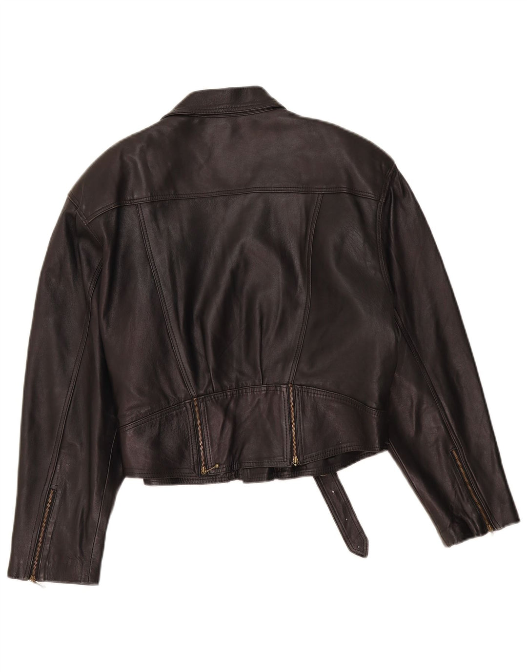 VINTAGE ženska kožna biciklistička jakna UK 14 Srednja crna koža