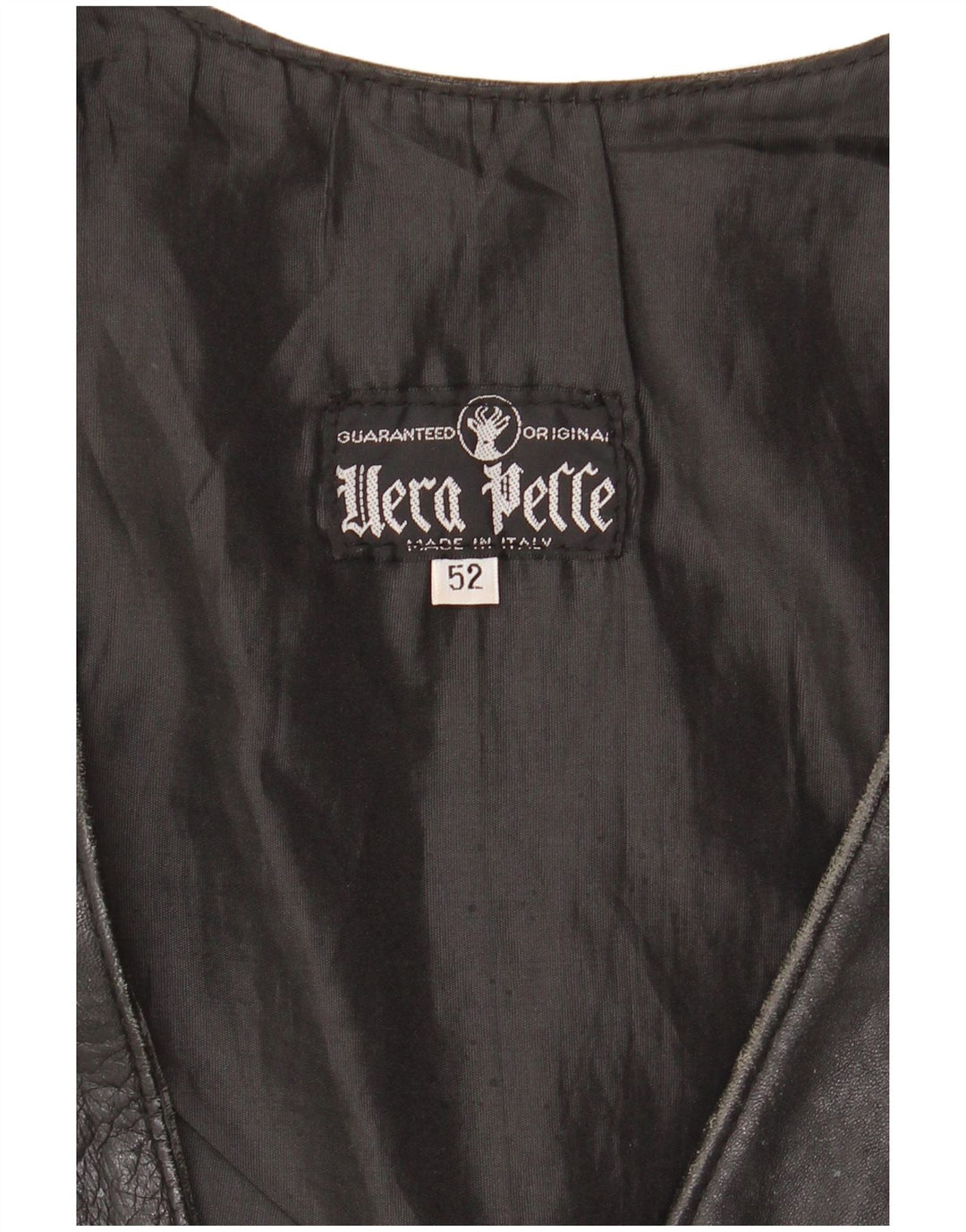 VINTAGE muški kožni prsluk IT 52 Veliki crni kožni