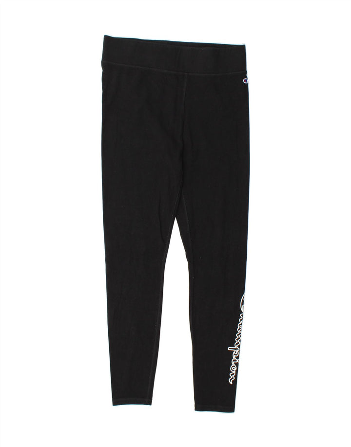 CHAMPION Womens Graphic Leggings UK 12 Medium  Black Cotton Vintage Champion and Second-Hand Champion from Messina Hembry 