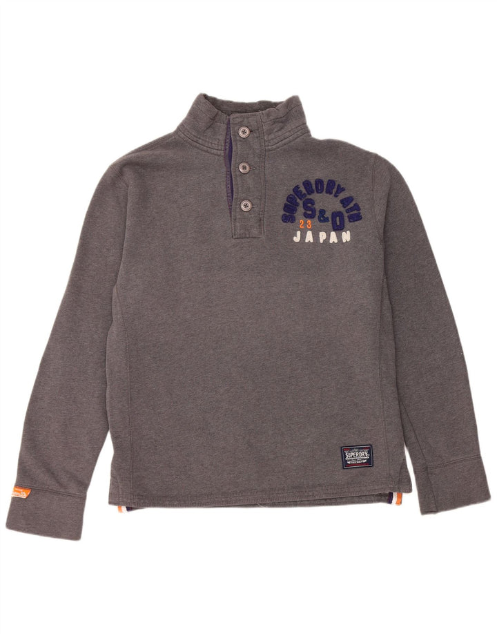 Superdry muška majica s dugmadima i ovratnikom, veliki sivi pamuk