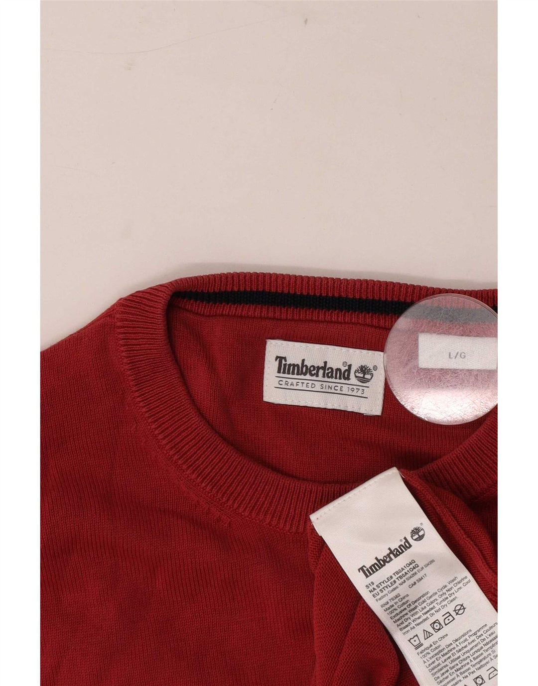 Timberland muški džemper s okruglim izrezom, veliki crveni pamuk