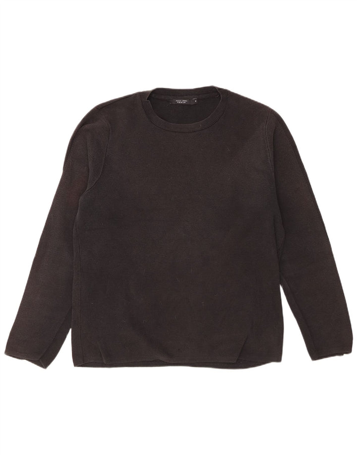 Jack & Jones muški džemper s okruglim izrezom Srednji crni pamuk