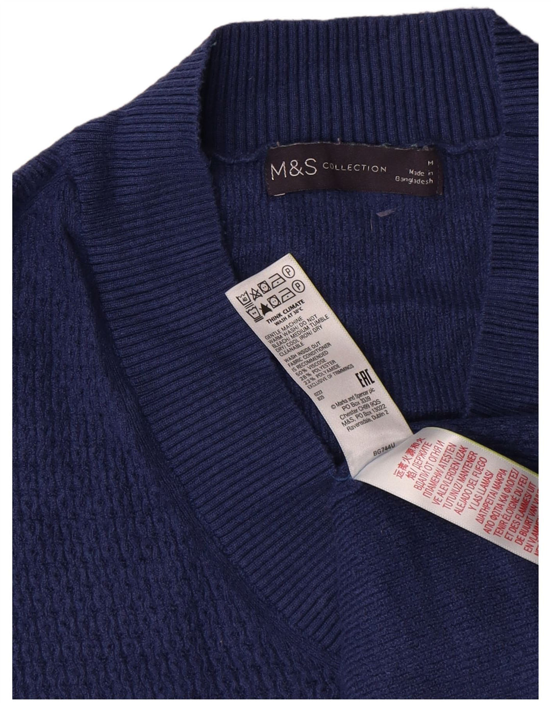 Marks & Spencer muški džemper s V-izrezom srednje plava viskoza