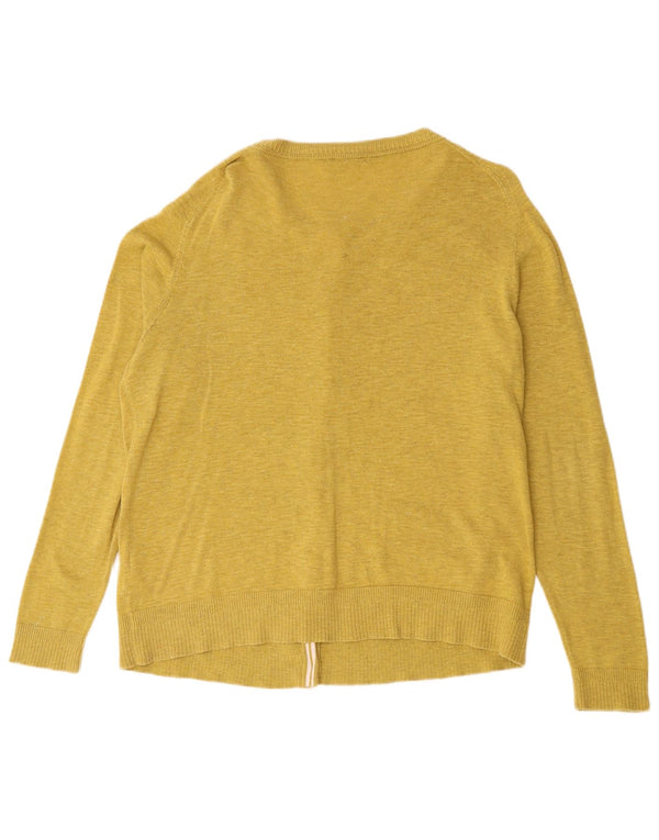 White Stuff Womens Cardigan Sweater UK 16 Large Yellow Flecked Cotton
