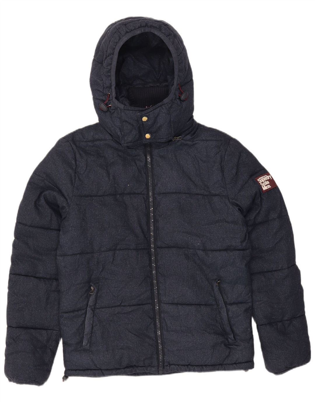 Superdry muška podstavljena jakna s kapuljačom UK 40 veliki tamnoplavi poliester