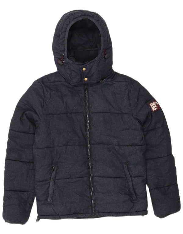 Superdry muška podstavljena jakna s kapuljačom UK 40 veliki tamnoplavi poliester