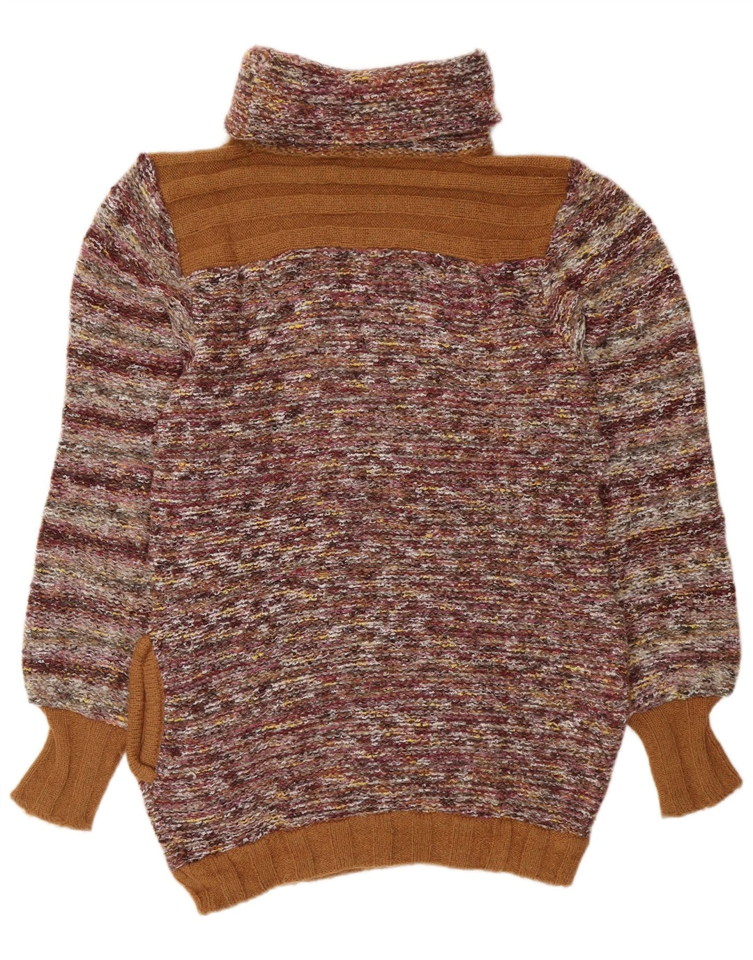 VINTAGE ženski pulover s rol izrezom UK 14 srednje raznobojne pruge