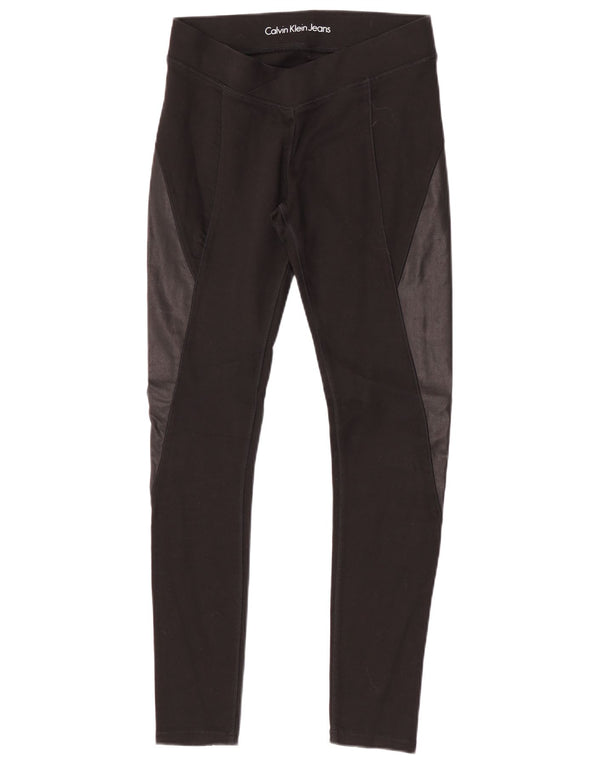 Calvin Klein Jeans Ženske Graphic Leggings UK 10 Small Black Colourblock
