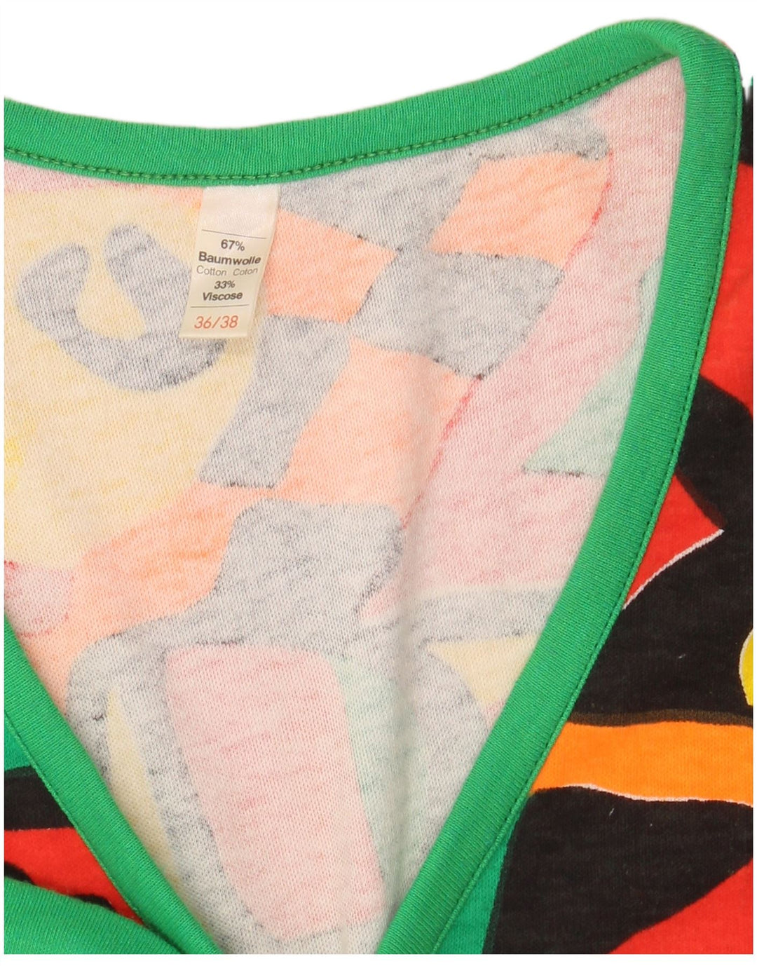 VINTAGE ženski prsluk EU 36/38 Mali raznobojni geometrijski pamuk